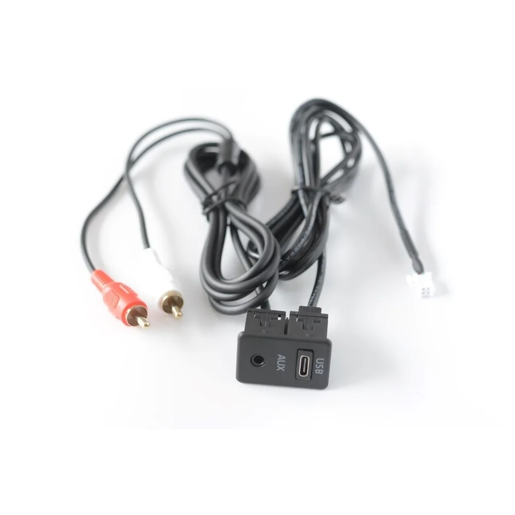 AUX+USB C Dashboard Audio Interface Panel for Car Black ABS 2.2 x 3.4CM Fits For Toyota For Honda For Bmw and Similar Models