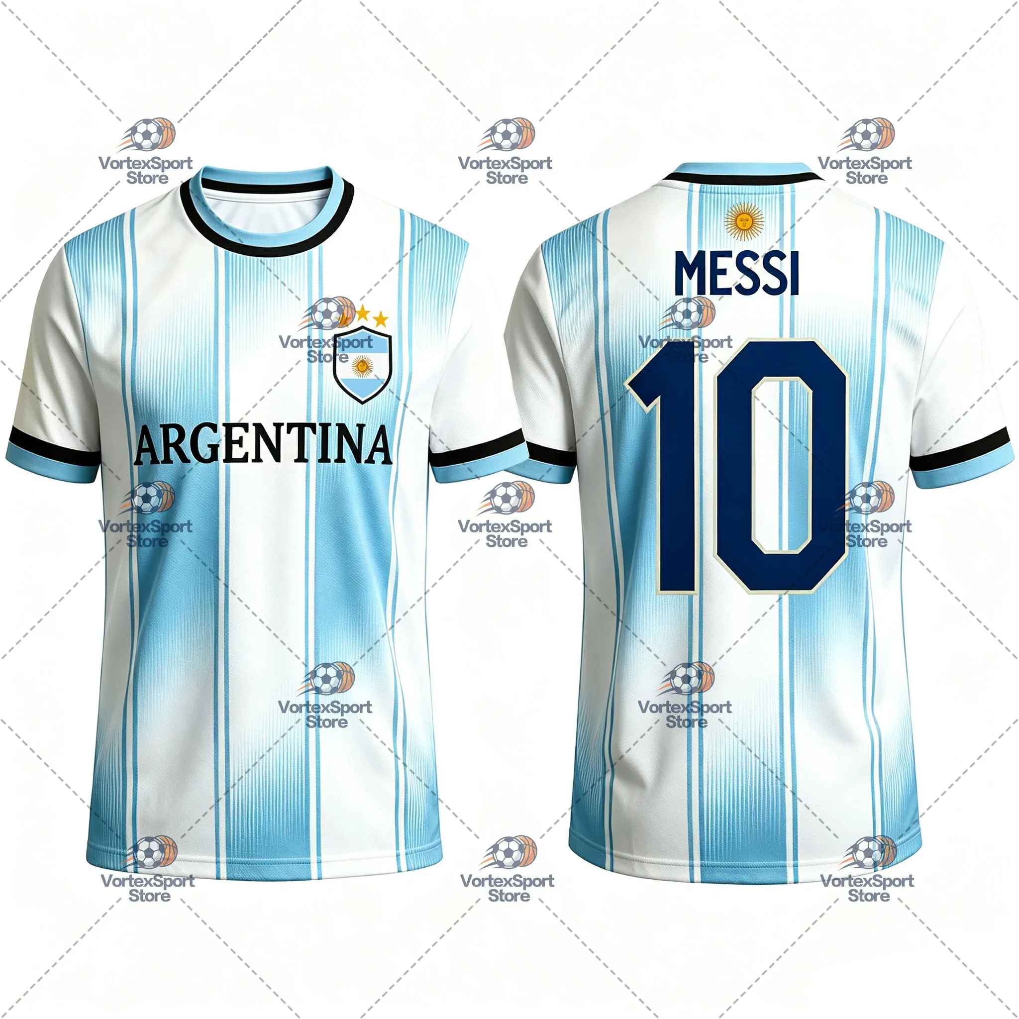 Argentinien, Kinder, Messi, Nr. 10, schnelltrocknendes Fußball-T-Shirt, Herren, alle Größen, kurzärmelig, Rundhalsausschnitt, für den täglichen Fußball-Trainingssport. – Detail 7