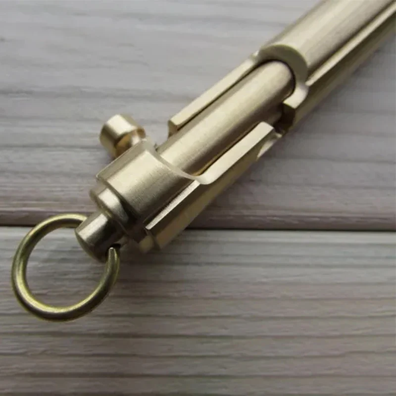 CNC Machined Soild Brass Material Outdoor EDC Tools Tactical Bolt Ball Pen Hidetoshi Nakayama Style Vintage Toy Stationery