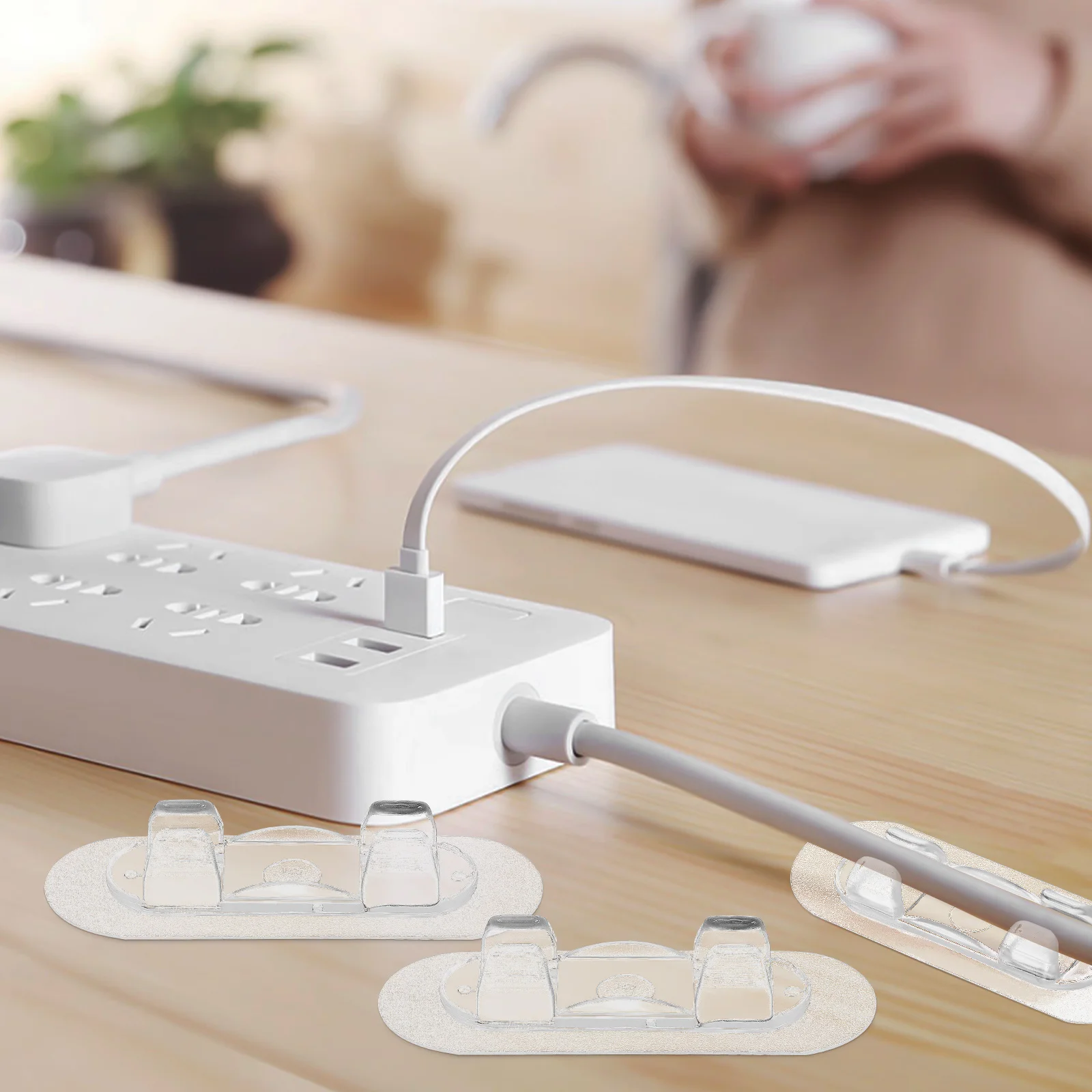 

UKCOCO 30 Pcs Self Adhesive Cable Clips Cord Organizer for Wall Desk Christmas Lights Car Dash Cam Wire Management