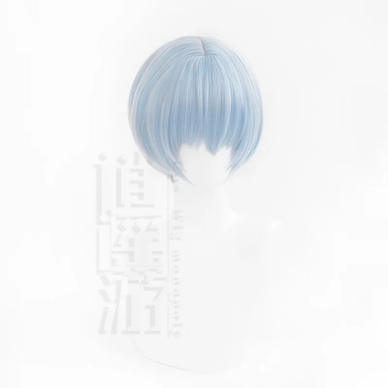 Peluca de Cosplay EVA Ayanami Rei de alta calidad, pelo sintético corto azul resistente al calor, fiesta de Halloween, Anime Cos, pelucas + gorro de peluca, 30CM