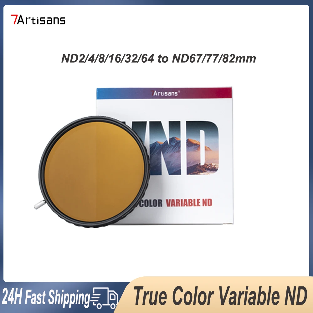 

7artisans True Color Variable Lens Filters 2-5/6-9 Stops Adjustable Neutral Density VND Filter ND2/4/8/16/32/64 to ND67/77/82mm