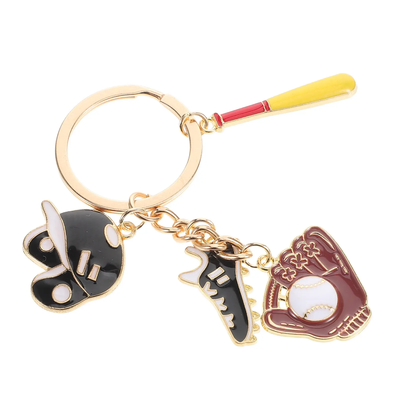 Mini Baseball Bat Keychain Alloy Baseball Pendant Sports Ball Key Ring for Backpacks Bags Sports Goodie Bag Fillers