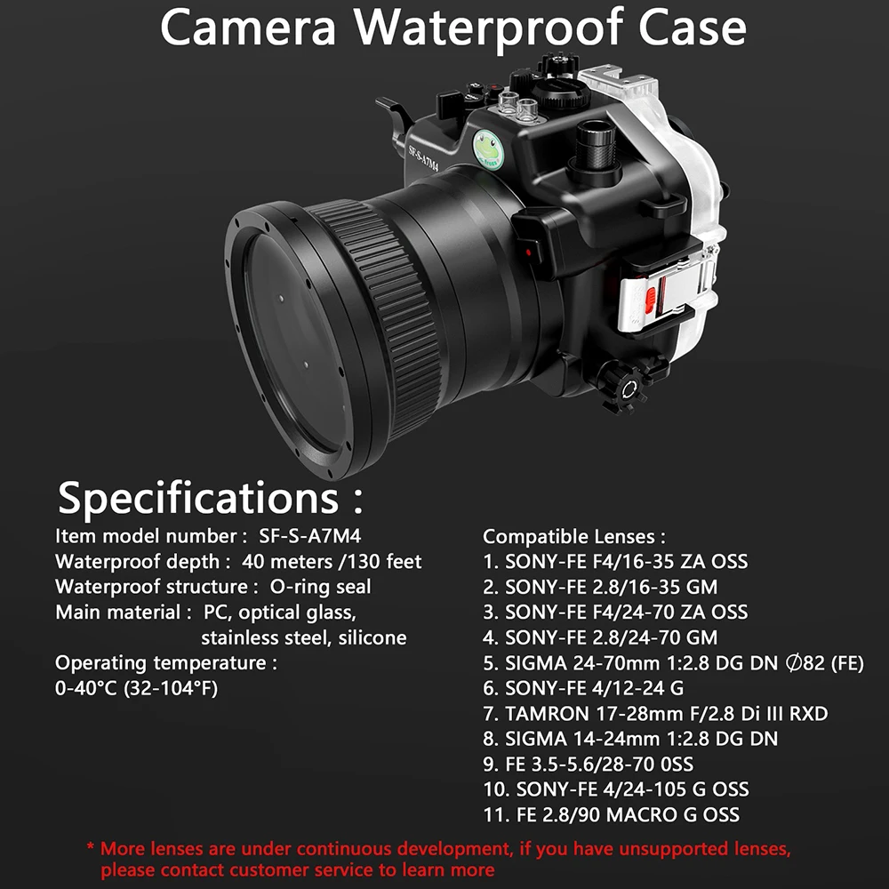 Seafrogs 40M/130FT Underwater Camera Housing Waterproof Case SF-S-A7M4 for Sony Alpha 7 IV(ILCE-7M4 /α7 IV) A7 IV A7 Mark IV A74