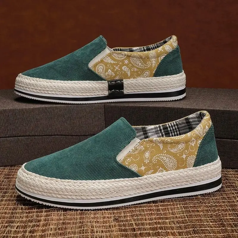 Men's Summer Canvas Slip on Sneakers Casual Skate Shoes Height Increasing Loafers Breathable Comfort Walking Footwear