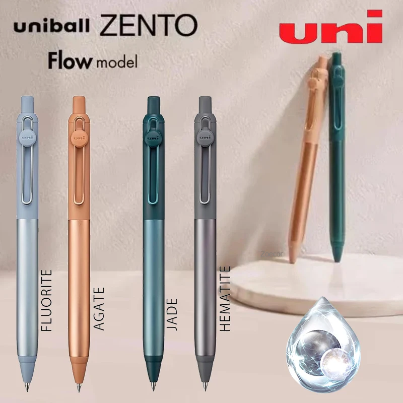 

New Japan Uni Premium Metal Gel Pen ZENTO Flow Quick Dry Ink 40% Frictionless Anti-Bleed Ballpoint Pen Quality Writing Supplies