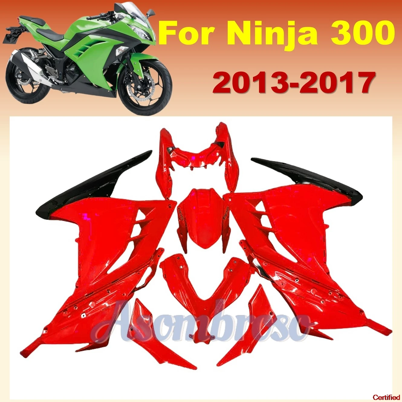 

Motorcycle Fairings Kit Suitable for Ninja250R Ninja 300R 13-17 EX250 EX300 ZX300R 2013 2014 2015 2016 2017 All Red Bodywork set