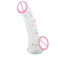 Confetti Dildo Realistic Clear Silicone Dildo, with Strong Suction Cup for Hands-Free Play, Realistic Penis for Women and Couple - Image 3