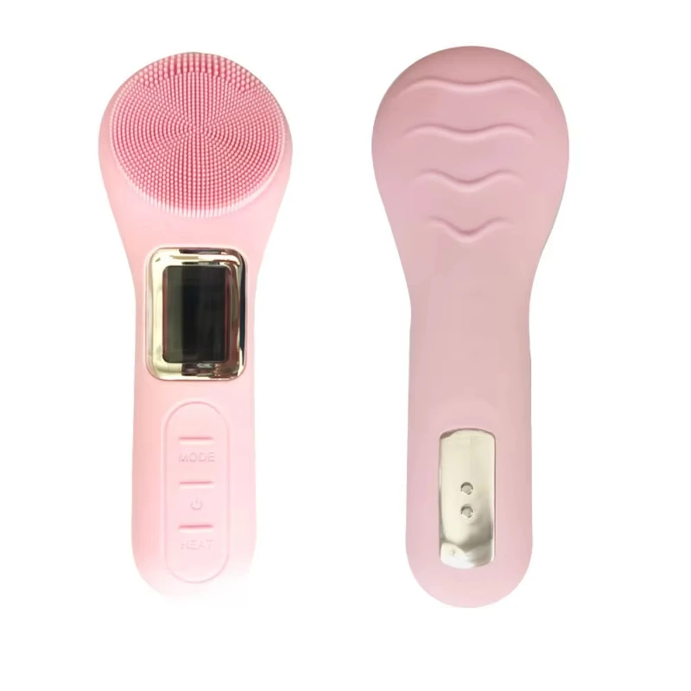 waterproof electric silicone gel facial spin cleansing spin brush set heated sonic facial cleansing brush