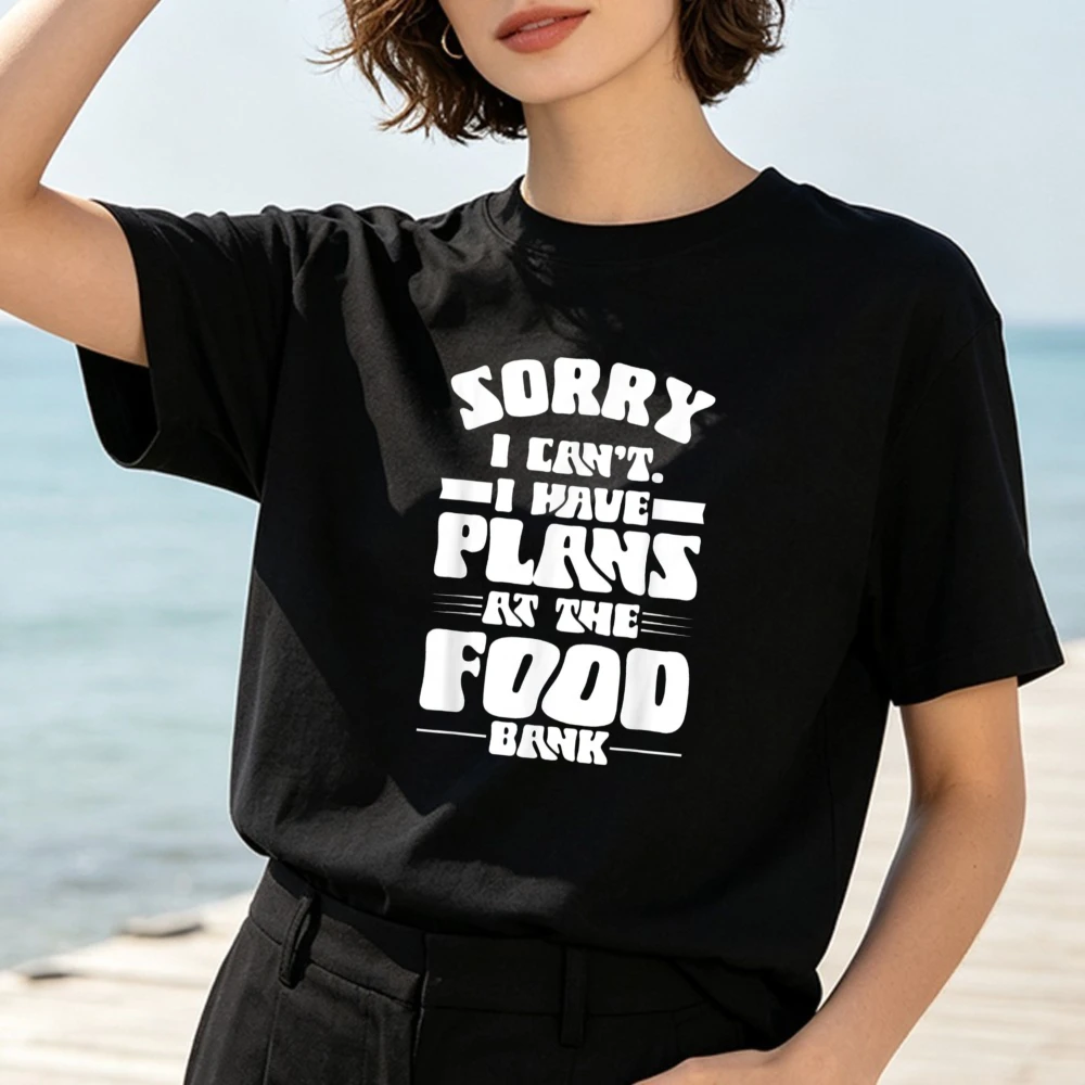 T-shirt en coton pour bénévoles de la Banque alimentaire, avec slogan humoristique, unisexe, à la mode, pour la charité, la donation, décontracté, streetwear, hauts pour femmes