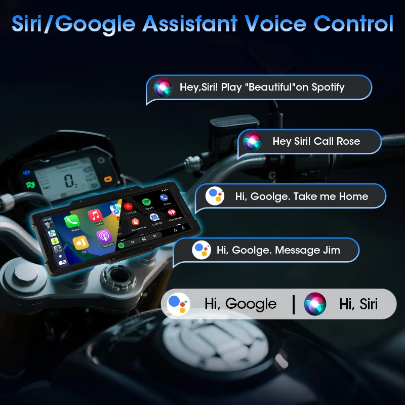 Jansite 8.1 inch large Screen Wireless CarPlay Motorcycle DVR 4K Digital Motorcycles Dashboard GPS Navigation Android Auto Linux