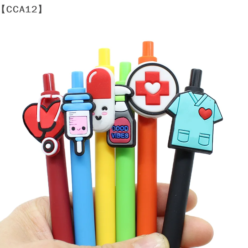 

2Pcs Personalized Nurse Pens Funny Cute Nurses Pen Retractable Ballpoint Pen Smooth Writing Pen Cartoon Pressing Neutral Pens