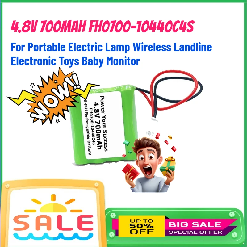 

4.8V 700mAh FH0700-10440C4S Replace Battery for Portable Electric Lamp Wireless Landline Electronic Toys Baby Monitor