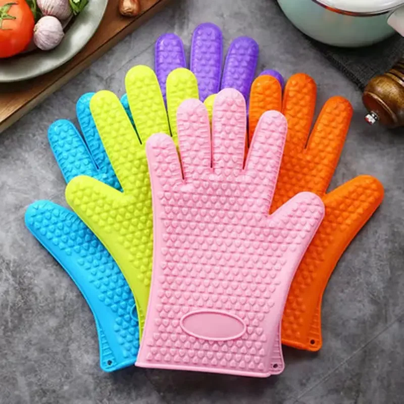 

1pc Double Layer Oven Gloves Heat Resistant Baking Gloves with Silicone and Cotton Kitchen Gloves Flexible Oven Mitts Microwave