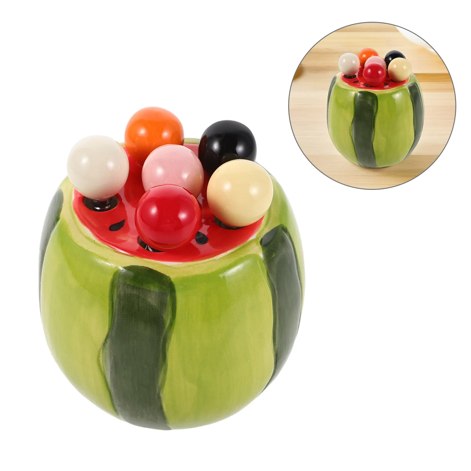 

1Set Watermelon Fork Set Creative Kids Dessert Forks with Storage Jar for Fruit Snack Cake Salad Cheese Appetizer