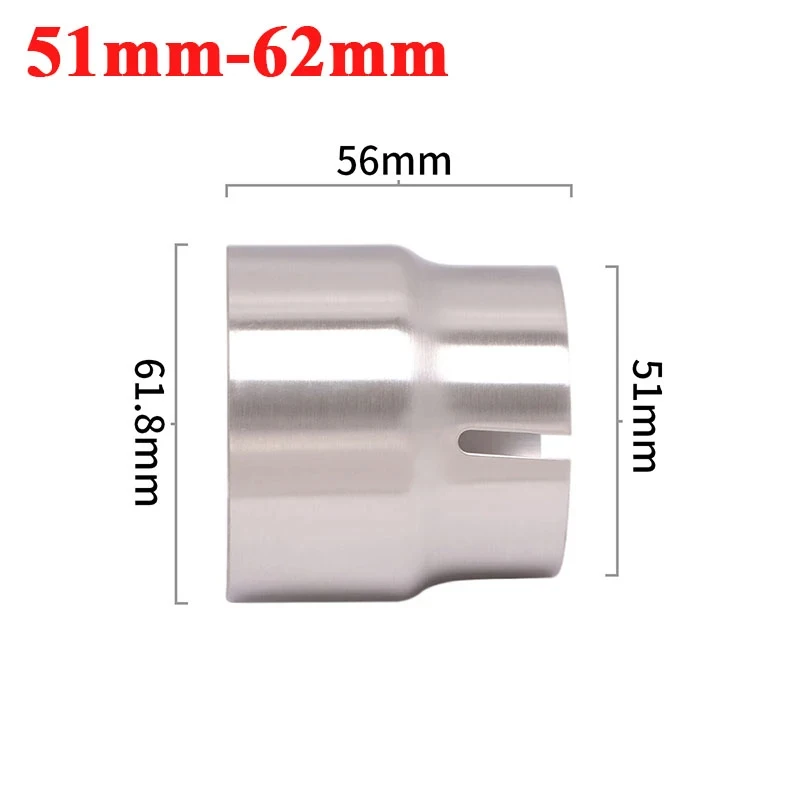 Motorcycle Exhaust Reducer Adapter 51 54 56 58 62mm Stainless Steel Link Pipe for Racing Muffler