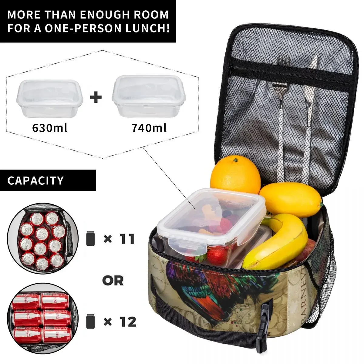 Insulated Lunch Bag Vintage Hen Chicken Rooster Merch Food Box 2023 New Cooler Thermal Bento Box For Work image 3