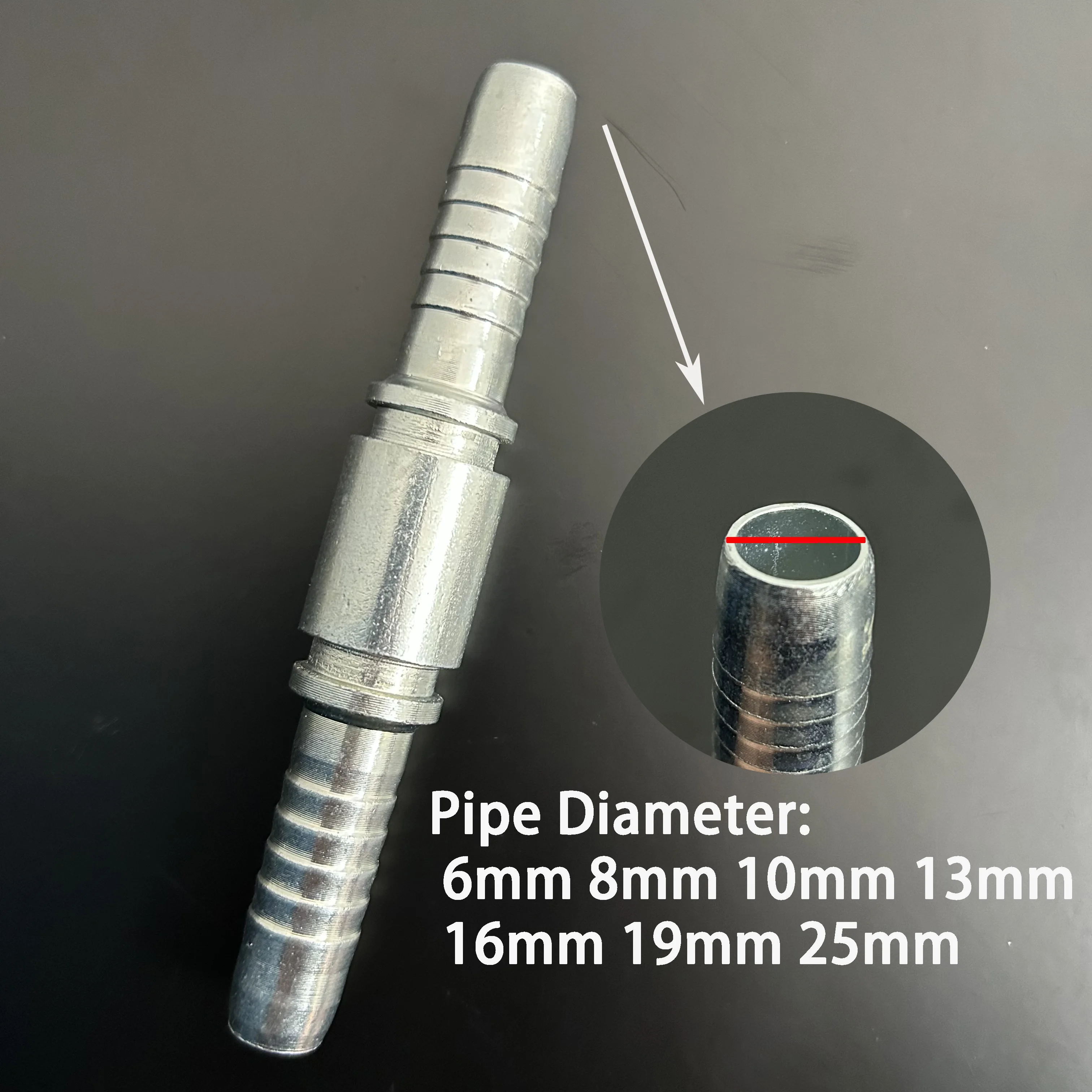 Carbon Steel Oil Pipe Butt Joint Core Transition Direct Double Section Rod 6mm~25mm Hose Barb Compression Straight Butt  Joint