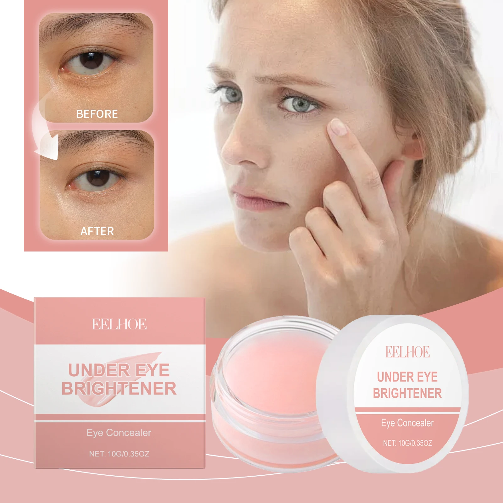 

EELHOE Eye Concealer для прикрытия пятен вокруг глаз Легко выжимается, чтобы осветлять глаз, чтобы улучшить тусклюсть Консилер