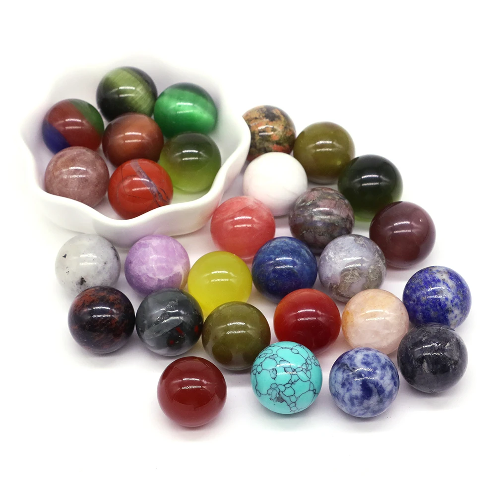 Wholesale 20mm Natural Stone Round Ball Amethyst Energy Crystal Bead DIY Gems Sphere for Necklace Bracelet Making Jewelry Gifts