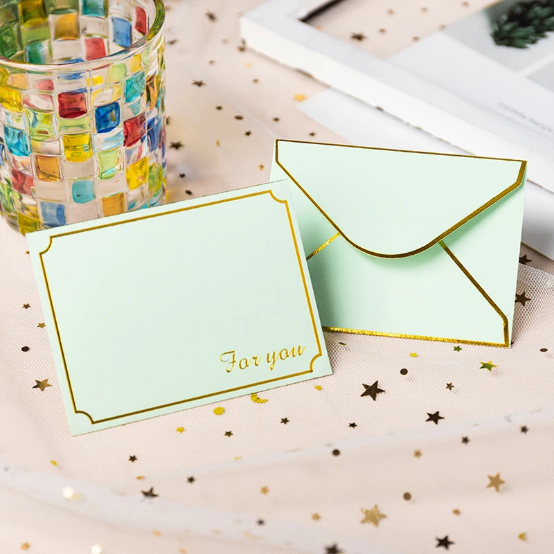 50pcs 10x7.5cm Gilding Envelopes for Invitations Wedding Postcards Giftbox 150g Paper Message Small Business Letters Storage Bag
