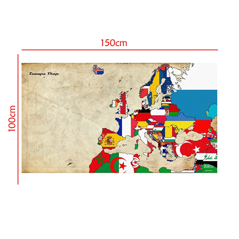 150x100cm The Europe Map Non-woven Poster Wall Art Print Unframed Pictures Classroom School Supplies Living Room Home Decoration