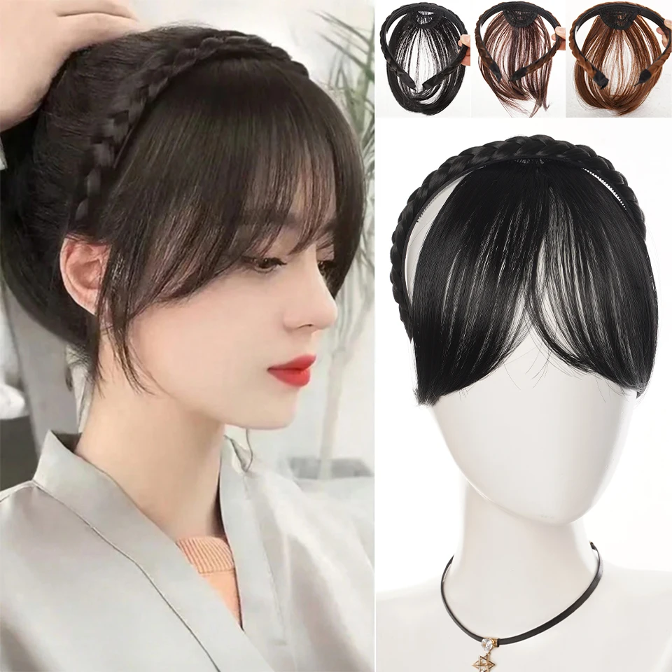 Synthetic Braided Headband with Eight Character French Bangs