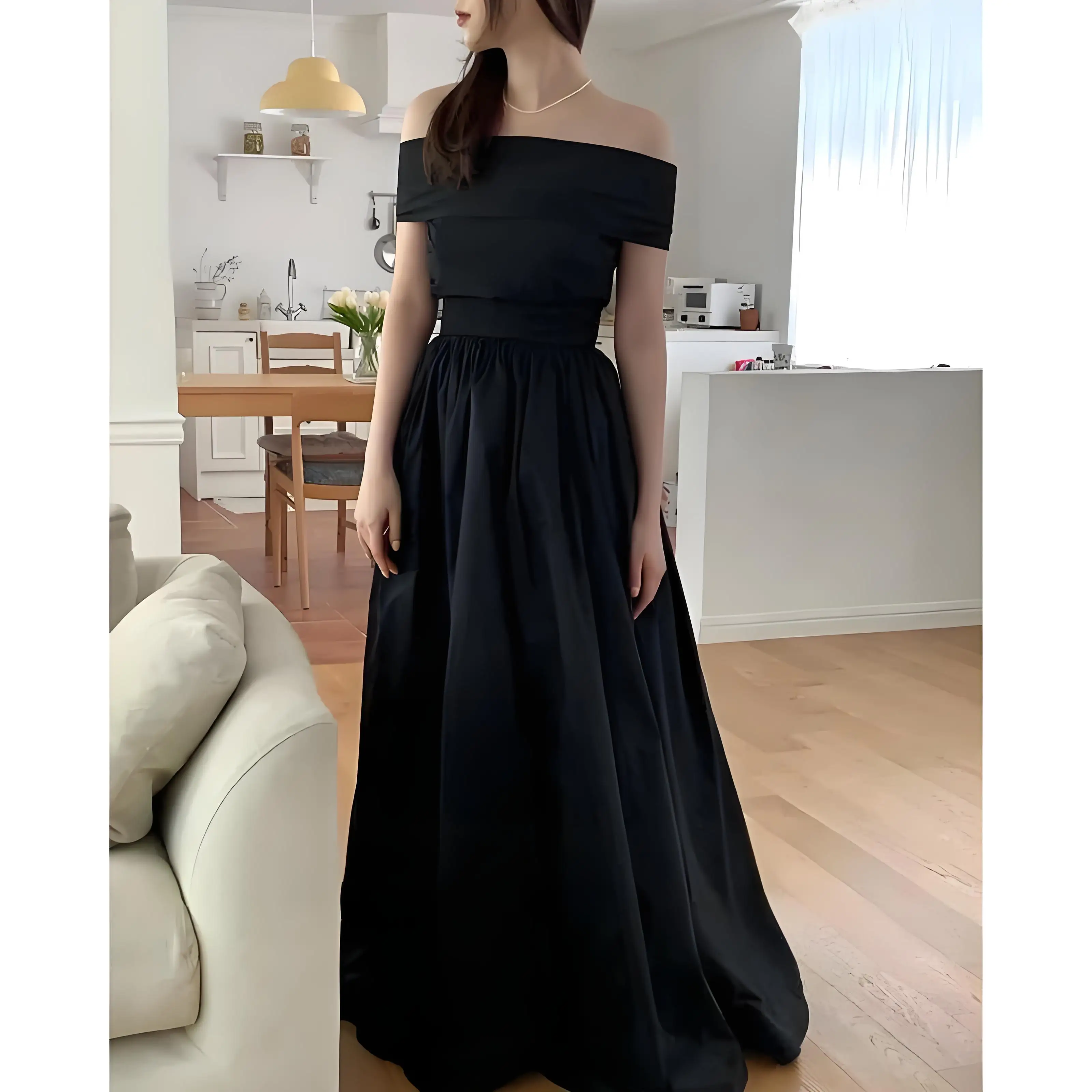 فساتين سهرة Beshinel مخصصة بأشرطة سباغيتي سوداء فاخرة أنيقة بدون أكمام وأربطة فساتين حفلات الزفاف