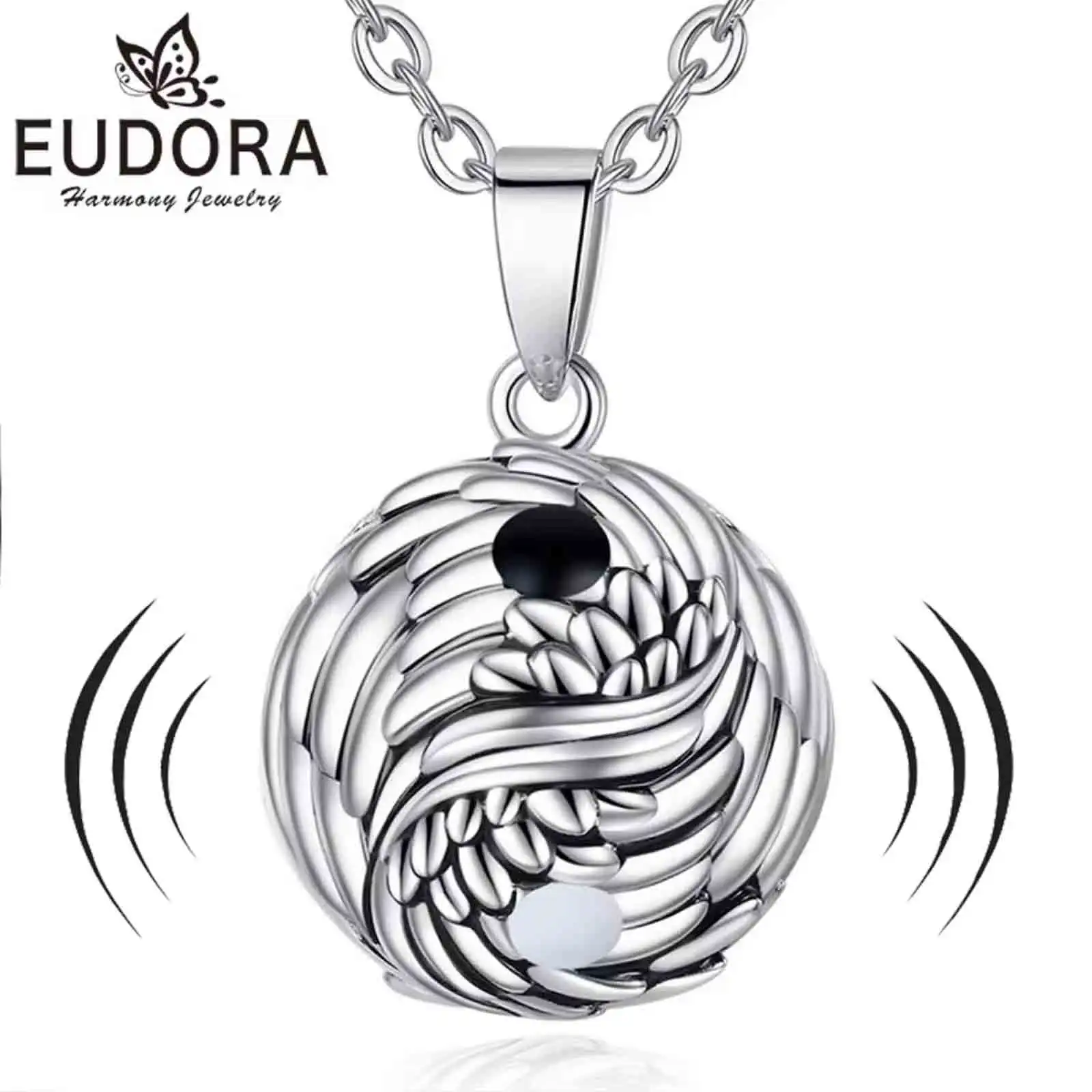 Eudora Collar Llamador de Ángeles con Bola de Armonía Yin Yang Tai Chi, Joyería para Mujer, Regalo