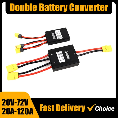 Convertidor de descarga de batería dual, adaptador de conexión simultánea, módulo de descarga equilibrada, piezas de bicicleta eléctrica, 20V-72V,20A-100A
