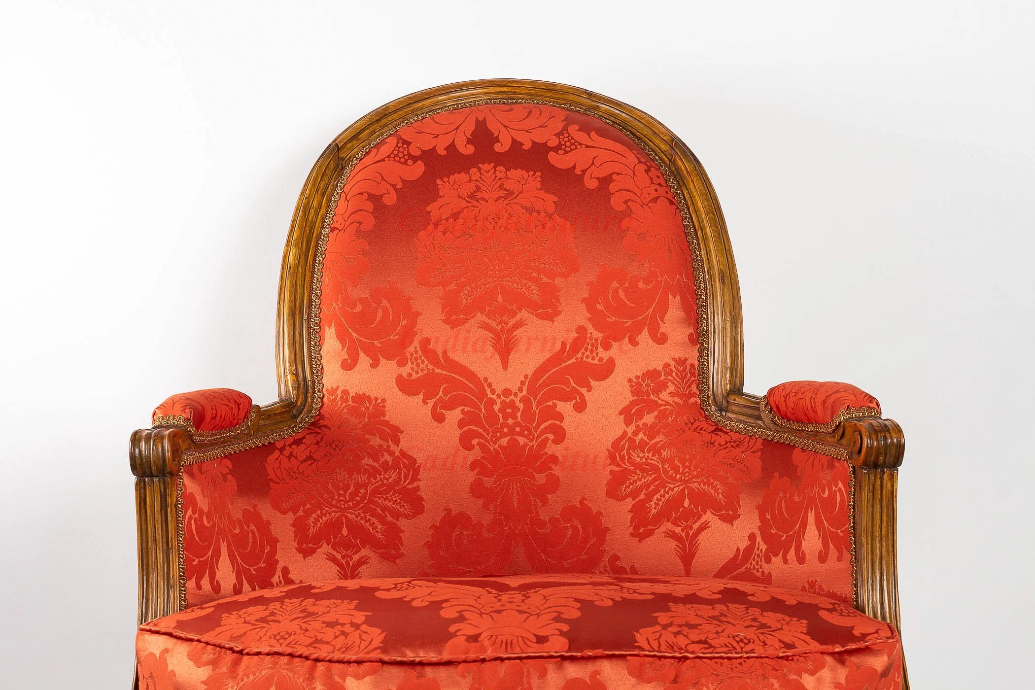 Luxury Wooden Home Living Room Lounge Chair Furniture French Red Fabric Cover Chair Single Couch Seat Sofa Chairs - view 4