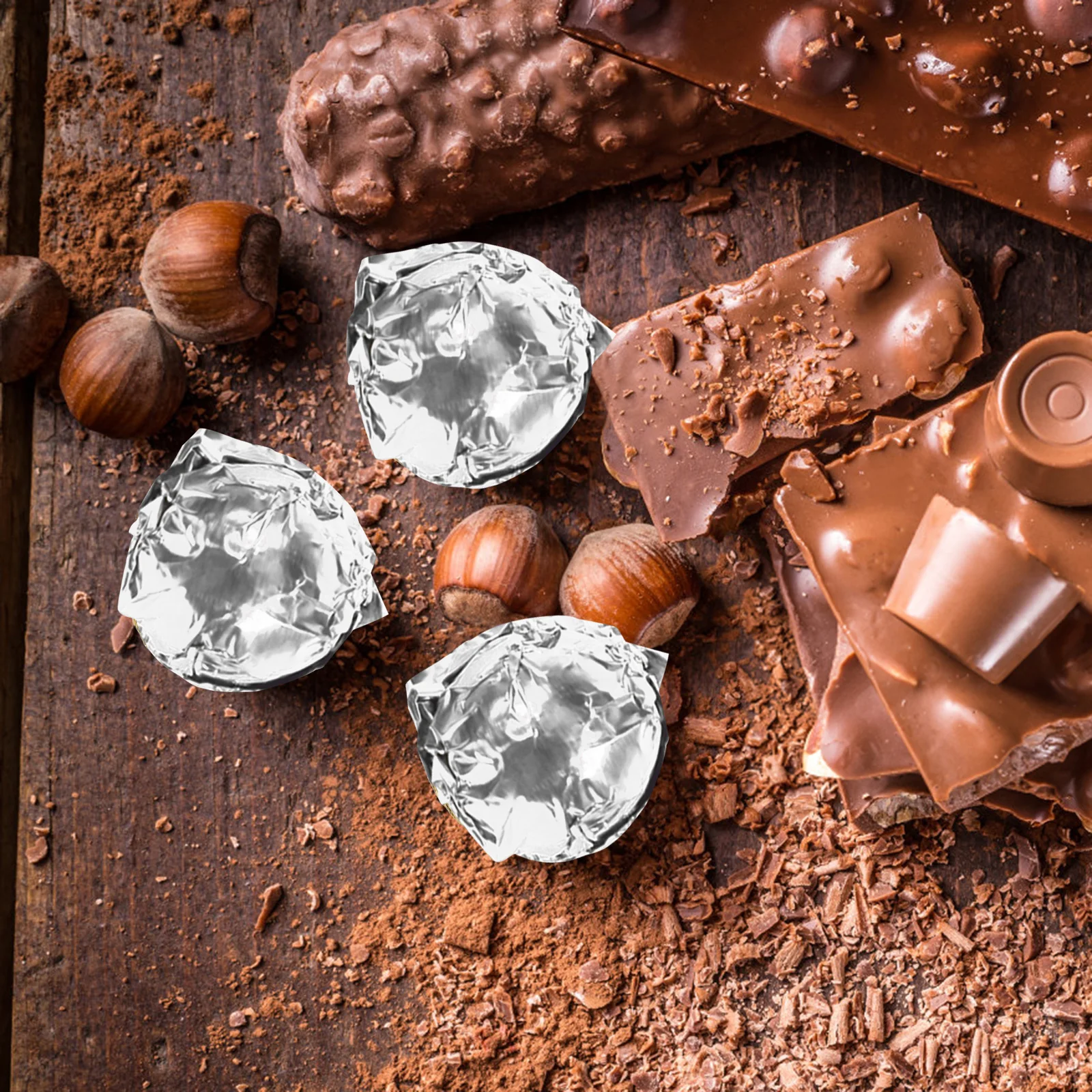 

100pcs Food Packaging Aluminum Foil Silver Heavy Duty For Bbq Baking Cooking Wrap Candy Chocolate Home Kitchen Use Tin Foil