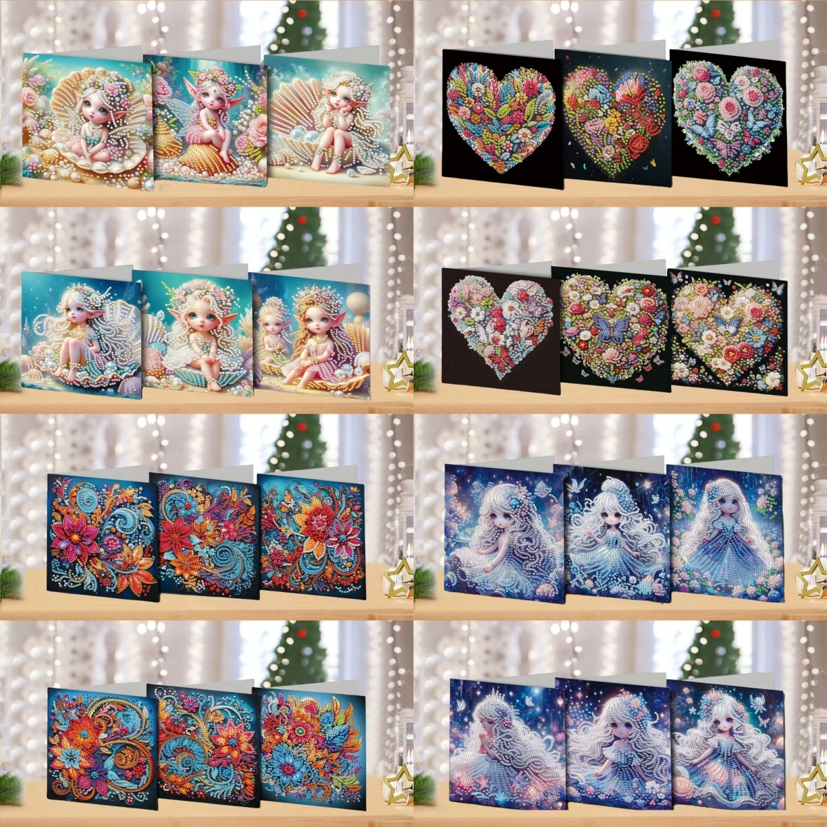 6 DIY-Grußkarten zum Selbermachen von Feen-/Herz-/Blumen-/Diamant-Malsets, die unaussprechliche Liebe und das Schreiben von Romantik ausdrücken