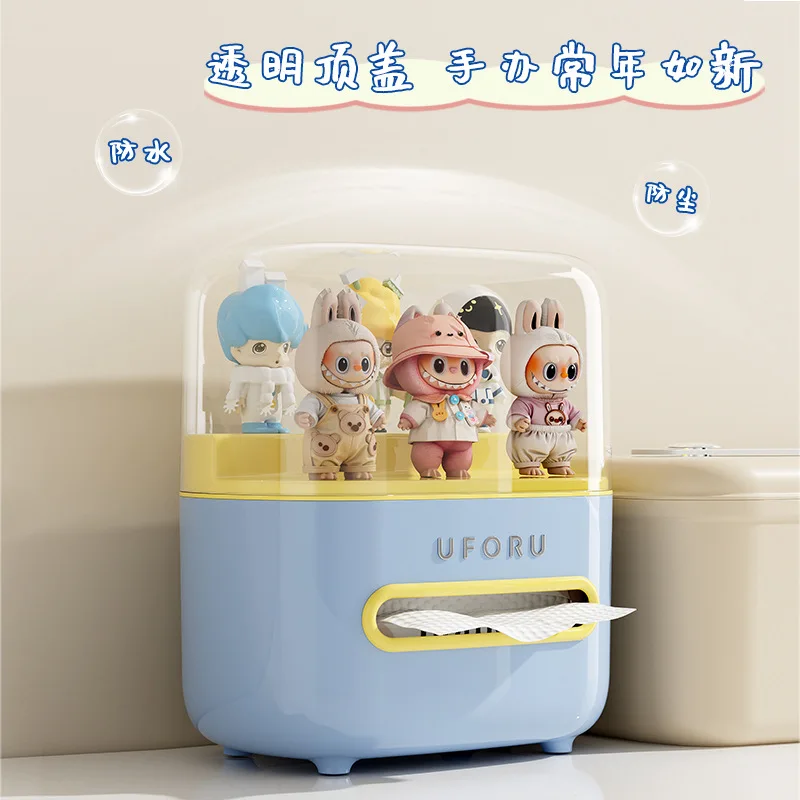 Stylish Desktop Tissue Box Holder Large Capacity Multifunctional Sealed Dustproof Double Layer Storage Organizer