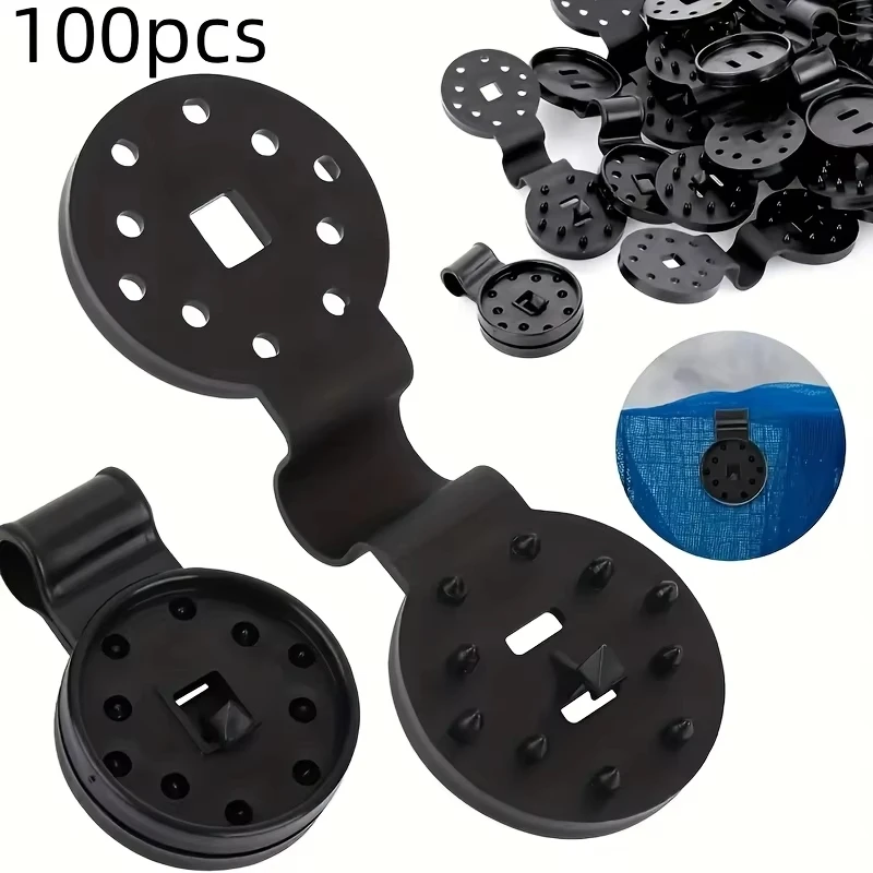 100pcs Black Shade Cloth Clips - Durable PP Plastic Clips for Securing Sun Shade Net, Patio Mesh Tarp, Garden Shade Cover