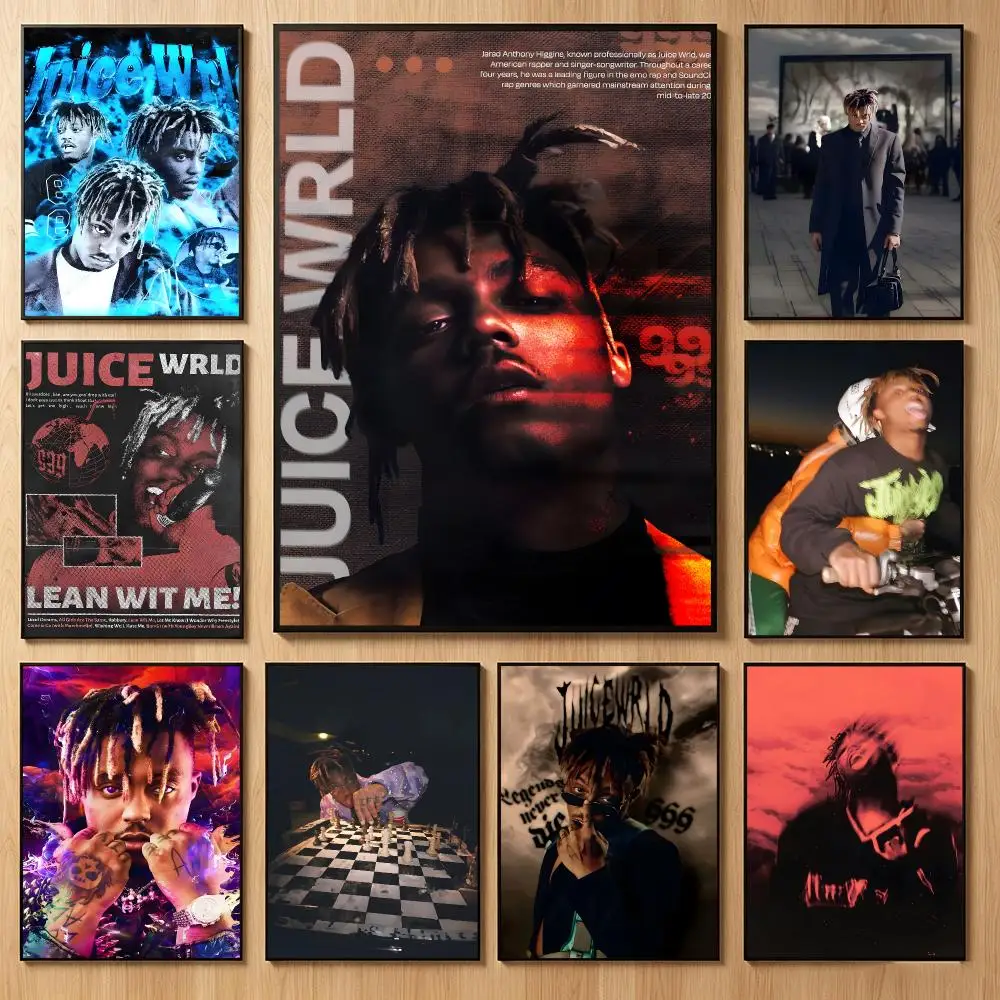 Emotional Singer J-Juice Wrld Poster Classic Self-Adhesive PP Wall Sticker for Living Room Bar Decor Gift