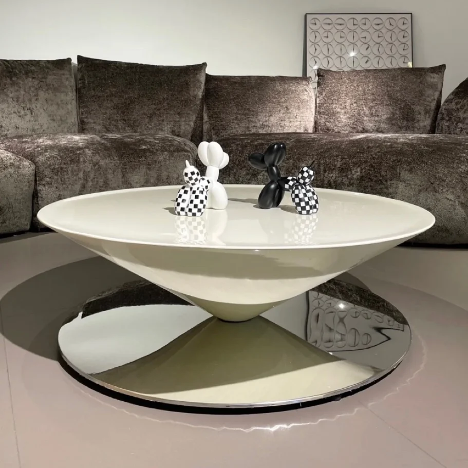 Nordic designer glass fiber reinforced plastic cone reflection mirror coffee table suspended coffee table living room home hourg