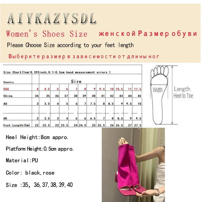 AIYKAZYSDL Mid-Calf Ankle Boots Summer Booties Hot Pink Thong Clip Toe Rome Gladiator Sandals Slingback Shoes Thick Block Heels