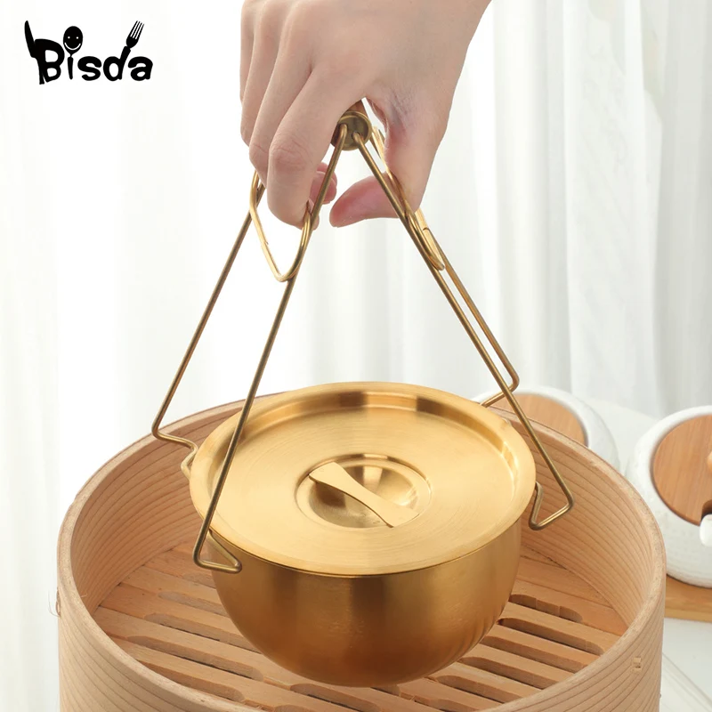 18/8 Stainless Steel Dessert Steamed Egg Bowl With Lid Children Food Rice Soup Bowl Household Stew Cup Bowl Salad Container