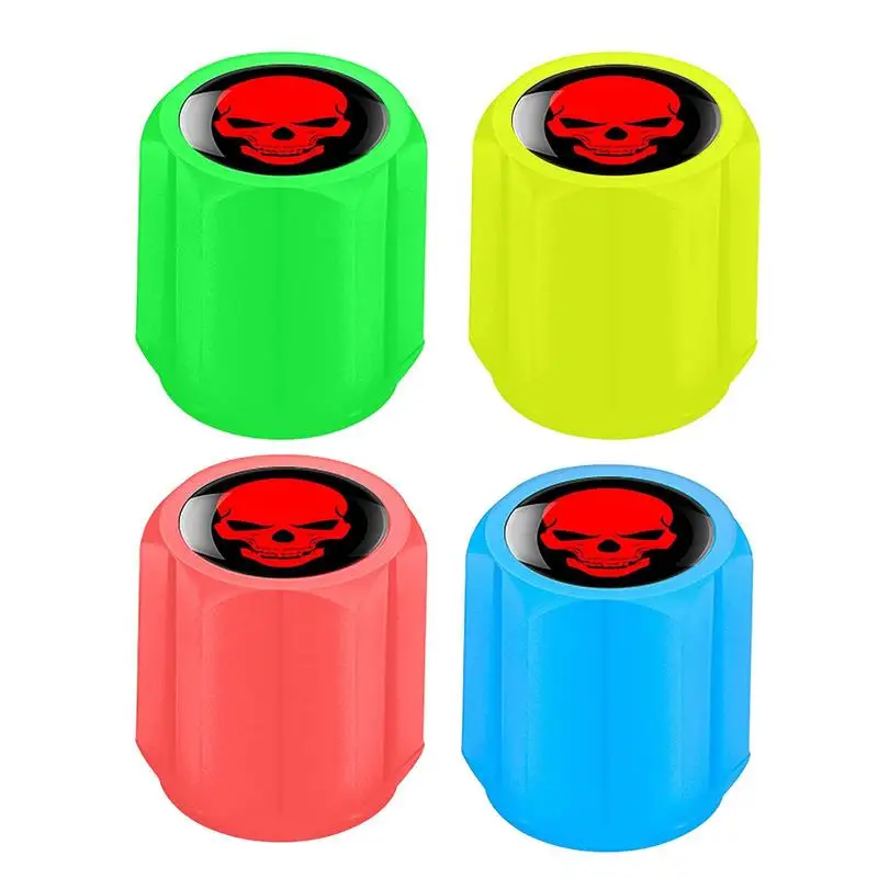 4Pcs Fluorescent Car Motorcycle Wheel Tyre Air Valve Stem Cover Luminous Tire Valve Cap Auto Styling Tyre Accessories