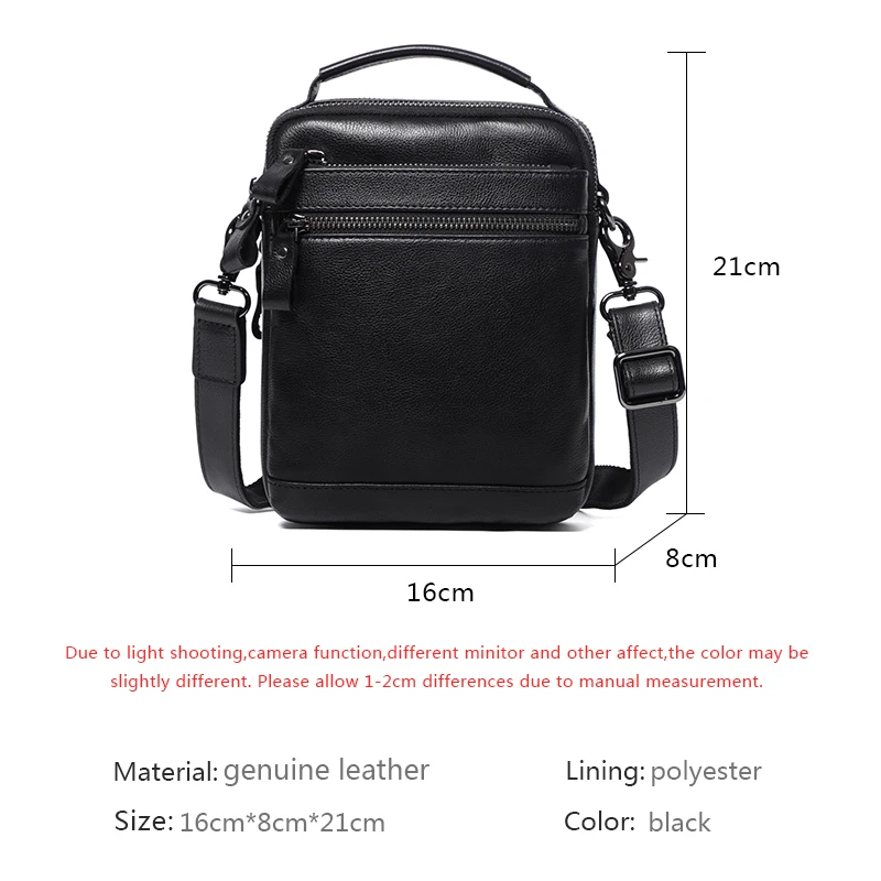 Men\'s Real Leather Shoulder Bag Husband Gift Fashion Black Designer Crossbody Bags Purse Small Men Messenger Bag Leather Handbag