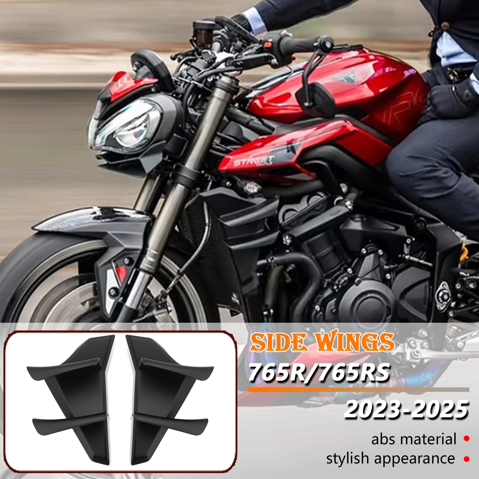 

Спортивная прижимная сила для мотоцикла, боковые спойлеры, аэродинамический дефлектор крыла для улицы, тройной 765R 765RS 2023 2024 2025