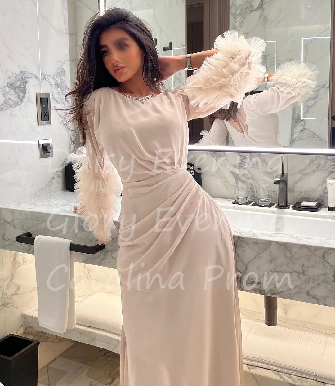 

Formal Occasion Dresses O-neck Prom Dress Ankle Length Custom Made Full Sleeve Satin New Elegant Evening Wedding Party Gown 2024