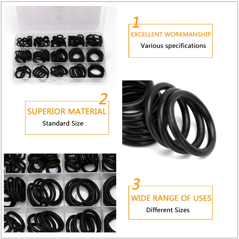 PCP DIY Paintball Tank Air Refilling NBR Sealing O-rings Rubber Washer Durable Seal Gasket Replacement 15 Sizes 150pcs/SET DQ054