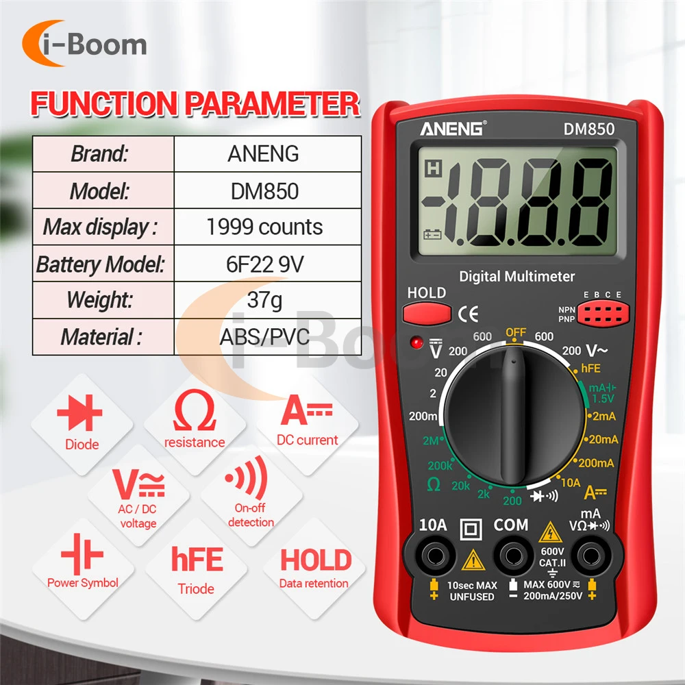 ANENG multimeter ledes Digitális kijelző Elektromos Hangszerelés Magas légnyomású levegő Alaposság feszültség curren ohmmeter Áramszaggató riasztó