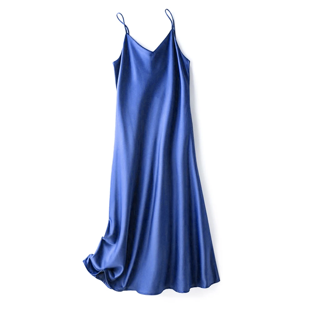 Femmes Sexy col en v Satin fausse soie fête moulante longues robes soirée Club Cocktail fronde femme sans manches chemises de nuit robe à glissière