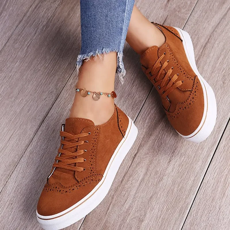 2024 New Sneakers Women Flat Casual Sneaker Spring Fashion Versatile Lace Up Walking Women Shoes