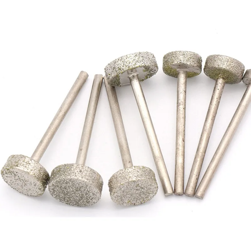 1/2/5/10/20pcs Flat Round Diamond Grinding Heads 10/14mm Handle Diameter 3mm For Use With Power Tools For Grinding And Polishing