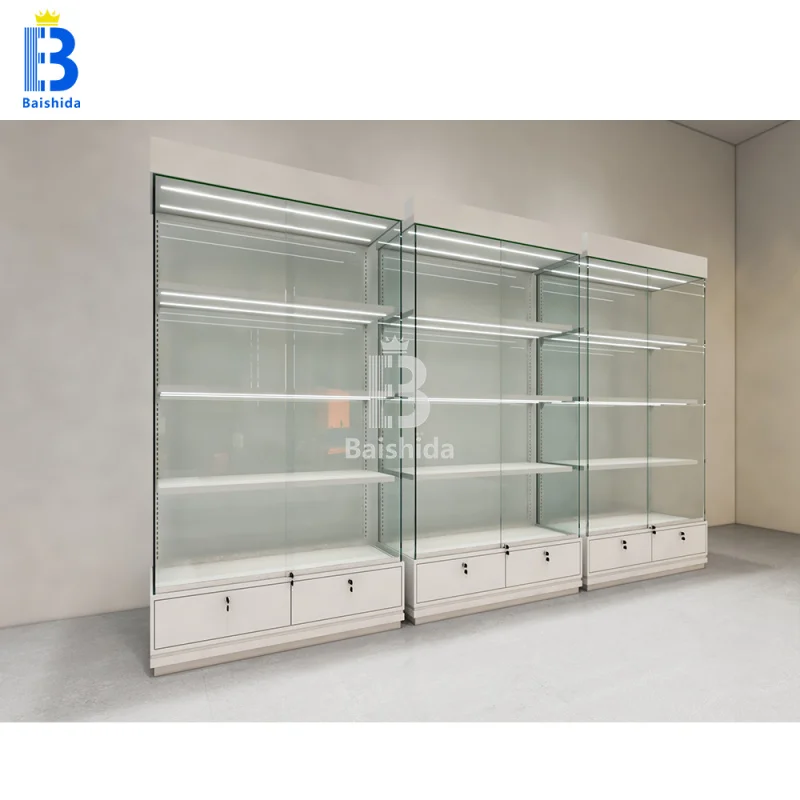 مخصص. تخصيص متجر بيع بالتجزئة الملحقات خشبية السيجار متجر عرض خزانة قابل للتعديل معرض الزجاج صفح