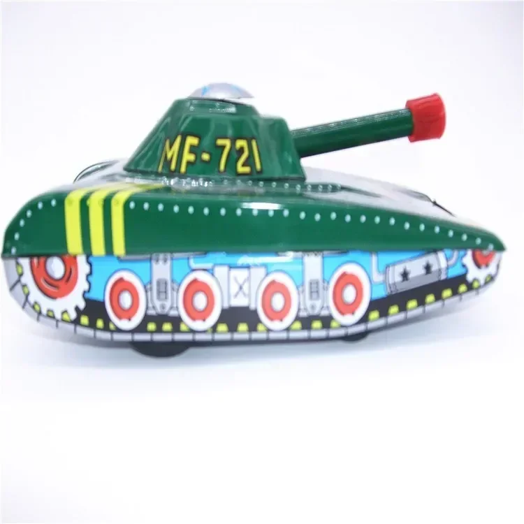 [Funny] Classic collection Retro Clockwork Wind up Metal Walking Tin Toy Tank Robot Mechanical kids christmas birthday gift